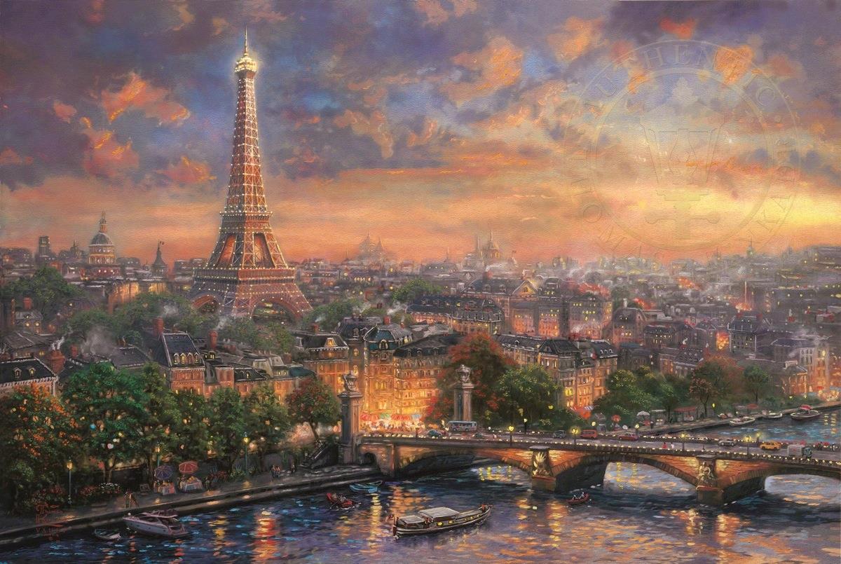 Paris Stadt der Liebe Thomas Kinkade Ölgemälde